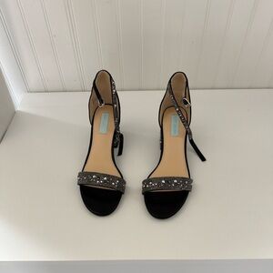 Betsy Johnson Mari Black Rhinestone Sandals size 9